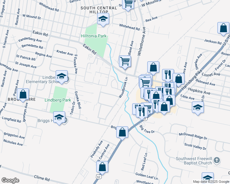 map of restaurants, bars, coffee shops, grocery stores, and more near 2314 Woodbrook Circle North in Columbus