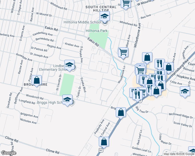 map of restaurants, bars, coffee shops, grocery stores, and more near 2434 Rosedale Avenue in Columbus