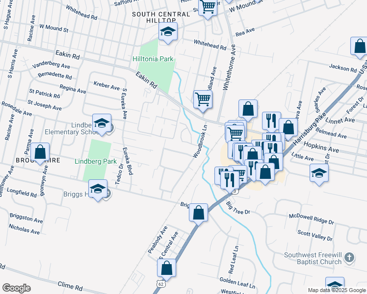 map of restaurants, bars, coffee shops, grocery stores, and more near 2314 Woodbrook Circle North in Columbus