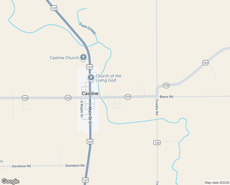 map of restaurants, bars, coffee shops, grocery stores, and more near 4844 Ohio 722 in West Manchester