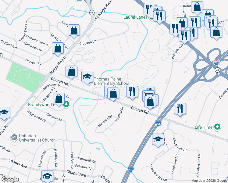 map of restaurants, bars, coffee shops, grocery stores, and more near 114 Cropwell Drive in Maple Shade