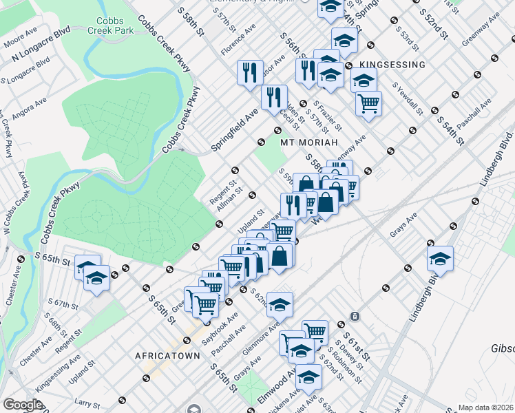 map of restaurants, bars, coffee shops, grocery stores, and more near in Philadelphia