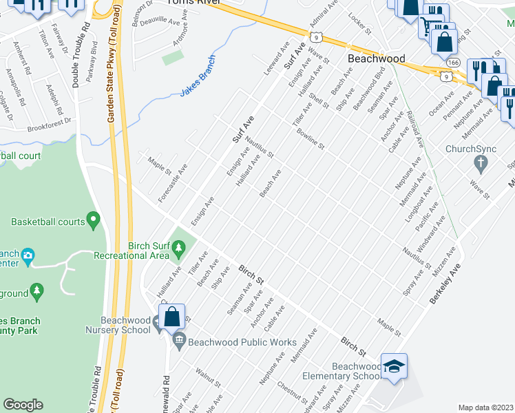 map of restaurants, bars, coffee shops, grocery stores, and more near 741 Beach Avenue in Beachwood