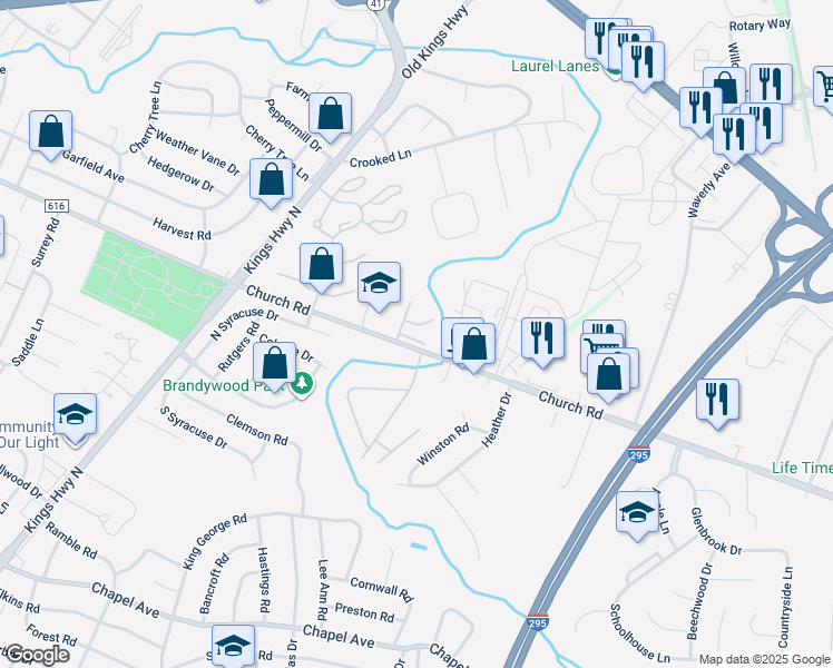 map of restaurants, bars, coffee shops, grocery stores, and more near 7 Crofton Commons in Cherry Hill Township