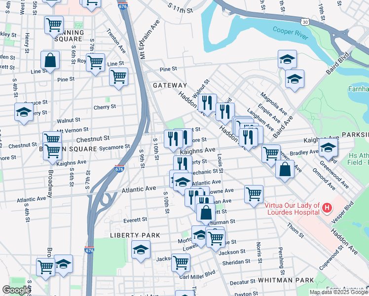 map of restaurants, bars, coffee shops, grocery stores, and more near in Camden