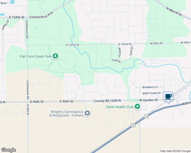 map of restaurants, bars, coffee shops, grocery stores, and more near 9790 Alzada Drive in Fishers