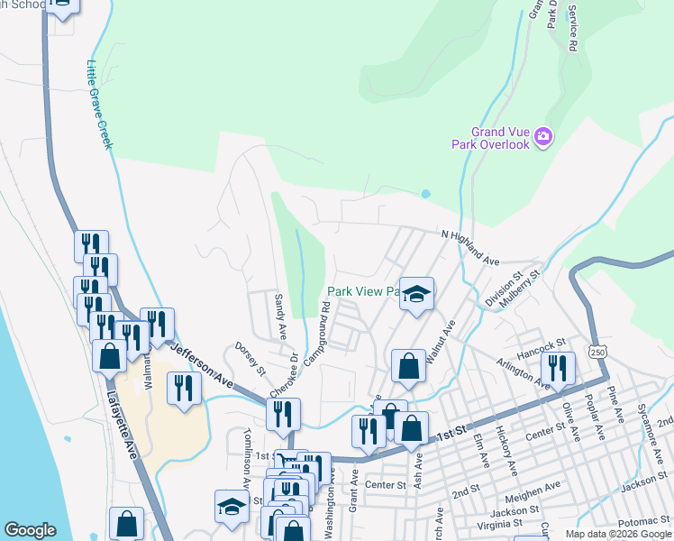 map of restaurants, bars, coffee shops, grocery stores, and more near Candlewick Lane in Moundsville