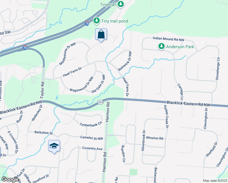 map of restaurants, bars, coffee shops, grocery stores, and more near 9480 Blacklick-Eastern Road Northwest in Pickerington