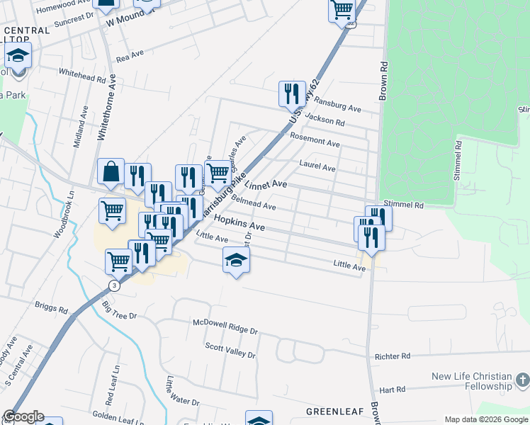 map of restaurants, bars, coffee shops, grocery stores, and more near 1848 Hopkins Avenue in Columbus