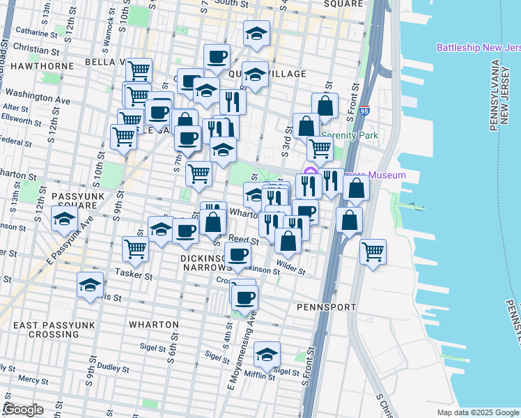 map of restaurants, bars, coffee shops, grocery stores, and more near 324 Titan Street in Philadelphia