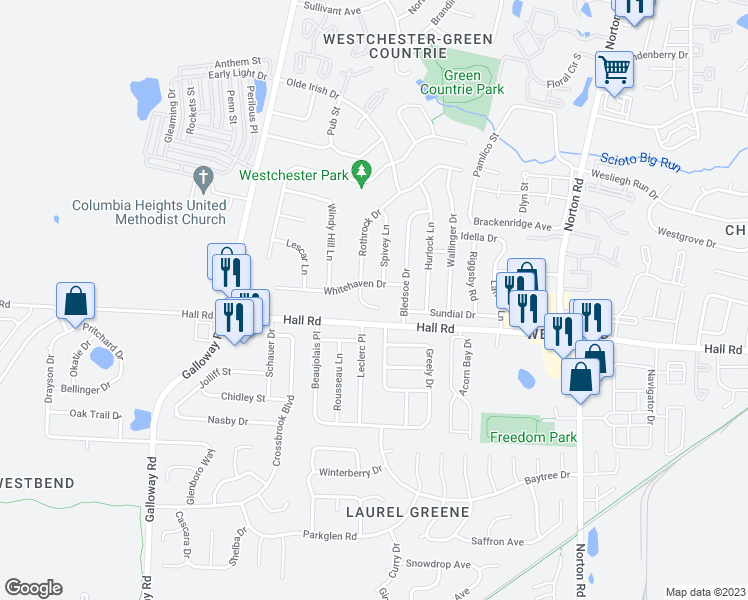 map of restaurants, bars, coffee shops, grocery stores, and more near 5842 Rothrock Court in Galloway