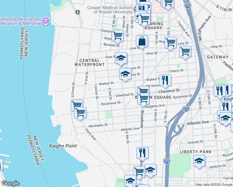 map of restaurants, bars, coffee shops, grocery stores, and more near 333 Mount Vernon Street in Camden