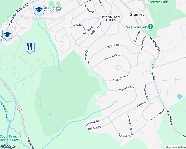 map of restaurants, bars, coffee shops, grocery stores, and more near 1320 Wyndham Drive in York