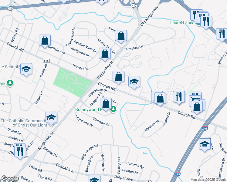 map of restaurants, bars, coffee shops, grocery stores, and more near 41 North Syracuse Drive in Cherry Hill