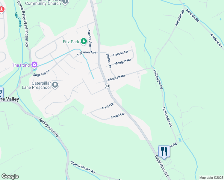 map of restaurants, bars, coffee shops, grocery stores, and more near 2809 Cape Horn Road in Red Lion