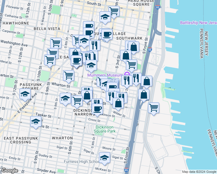 map of restaurants, bars, coffee shops, grocery stores, and more near 318 Manton Street in Philadelphia