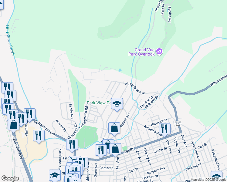 map of restaurants, bars, coffee shops, grocery stores, and more near 37 Stewart St in Moundsville