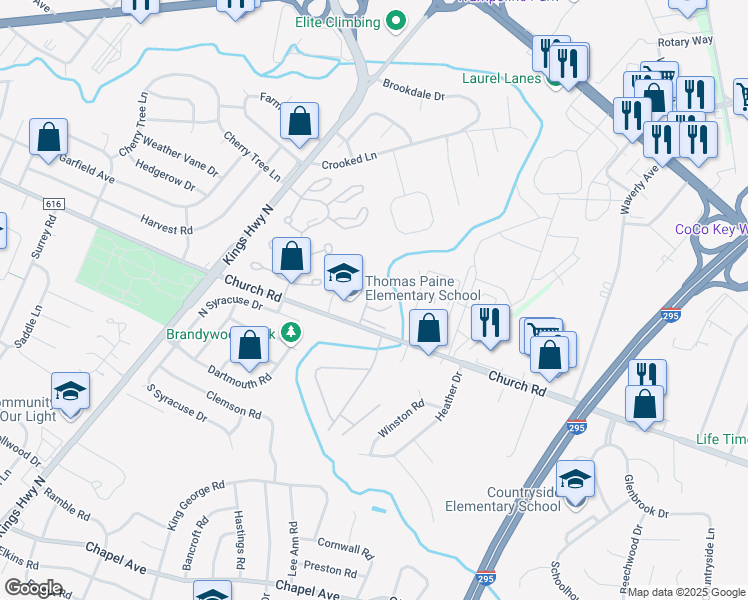 map of restaurants, bars, coffee shops, grocery stores, and more near 49 Crofton Commons in Cherry Hill