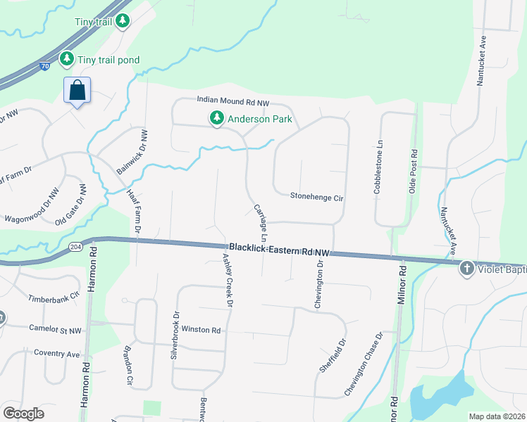 map of restaurants, bars, coffee shops, grocery stores, and more near 13618 Carriage Lane in Pickerington