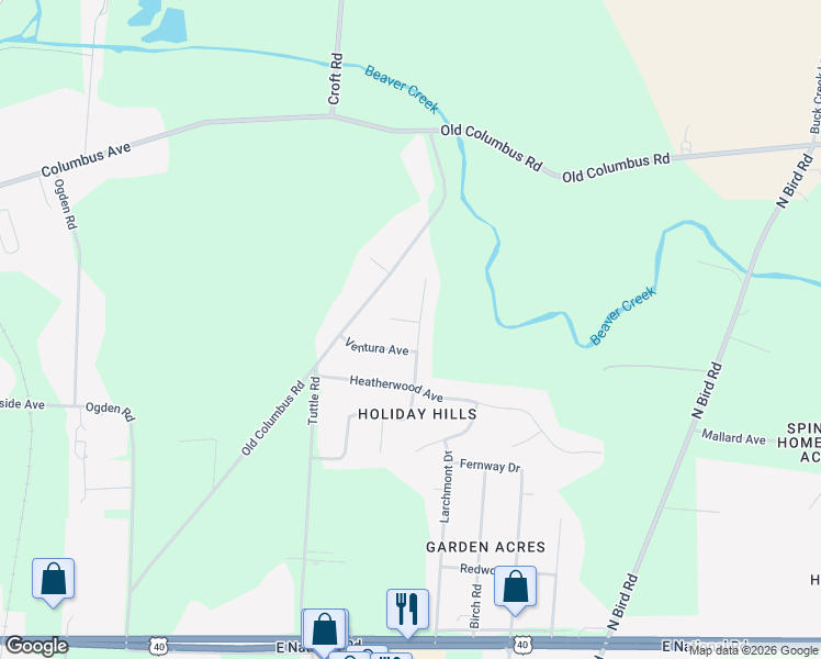 map of restaurants, bars, coffee shops, grocery stores, and more near 3428 Bicentennial Avenue in Springfield