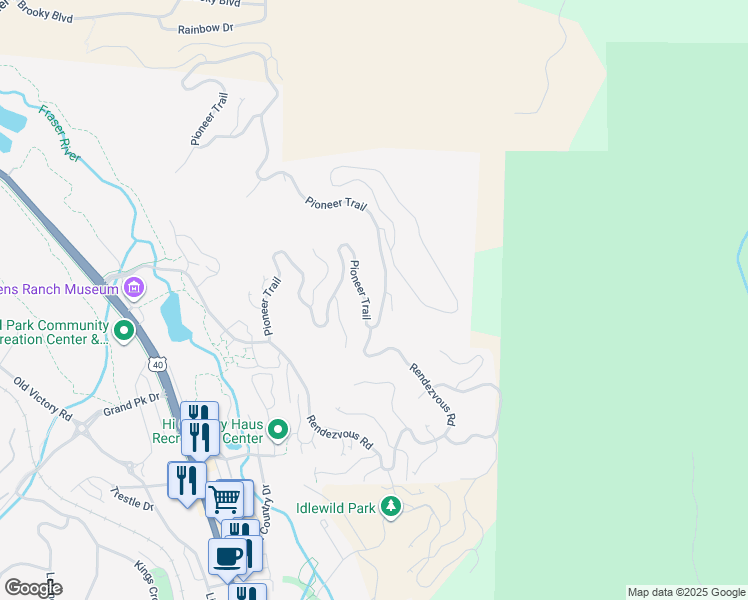 map of restaurants, bars, coffee shops, grocery stores, and more near 977 Pioneer Trail in Winter Park