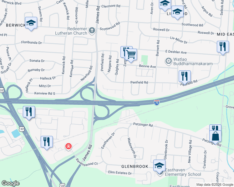 map of restaurants, bars, coffee shops, grocery stores, and more near 1880 Queensrowe Place in Columbus