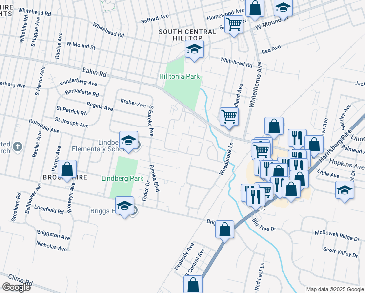 map of restaurants, bars, coffee shops, grocery stores, and more near 2444 Hardesty Drive South in Columbus