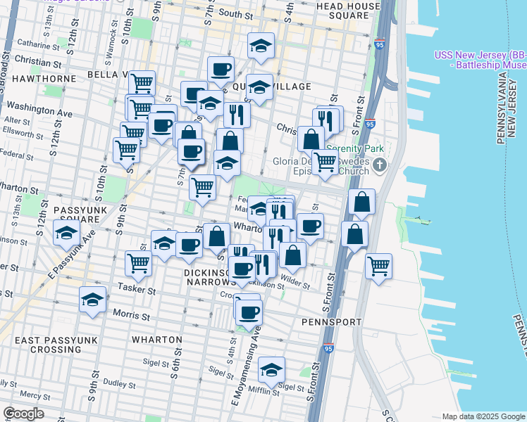 map of restaurants, bars, coffee shops, grocery stores, and more near 333 Manton Street in Philadelphia