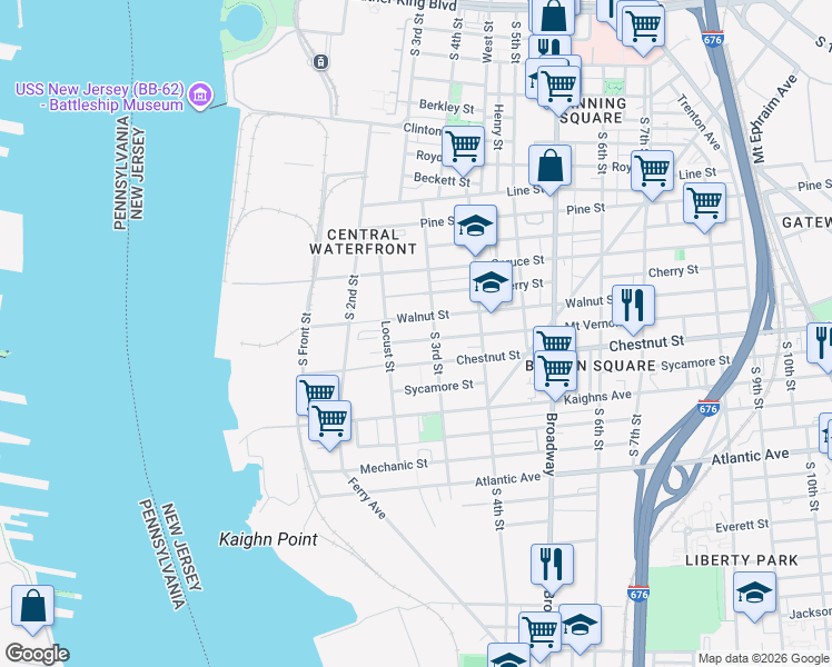map of restaurants, bars, coffee shops, grocery stores, and more near 271 Mount Vernon Street in Camden