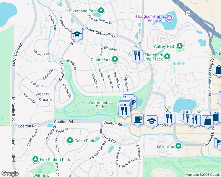 map of restaurants, bars, coffee shops, grocery stores, and more near 2259 Jarosa Lane in Louisville