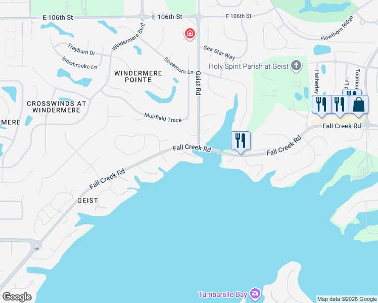 map of restaurants, bars, coffee shops, grocery stores, and more near 9667 Spruance Court in Indianapolis