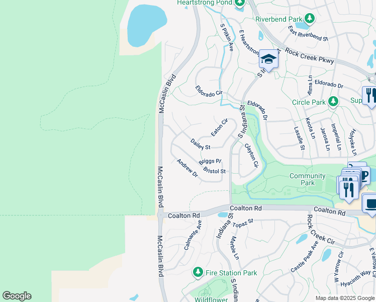 map of restaurants, bars, coffee shops, grocery stores, and more near 2252 Bristol Street in Superior