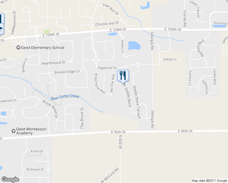 map of restaurants, bars, coffee shops, grocery stores, and more near 9927 Win Star Way in Fishers