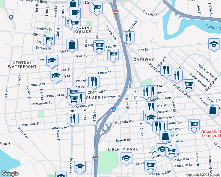 map of restaurants, bars, coffee shops, grocery stores, and more near 761 Chestnut Street in Camden