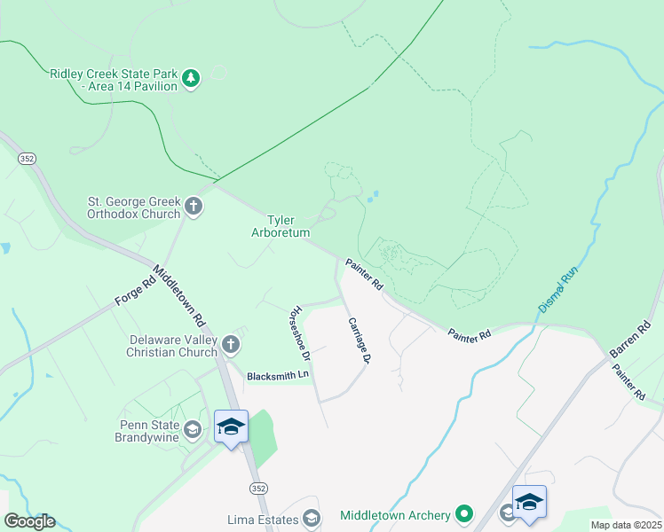 map of restaurants, bars, coffee shops, grocery stores, and more near 37 Carriage Drive in Media