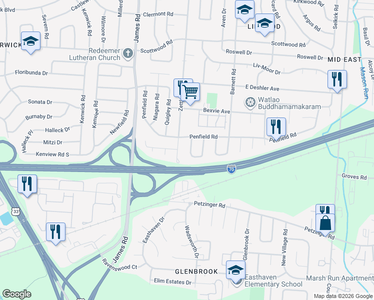 map of restaurants, bars, coffee shops, grocery stores, and more near 1873 Somerset Ct W in Columbus
