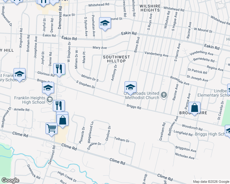 map of restaurants, bars, coffee shops, grocery stores, and more near 3188 South Stephen Drive in Columbus