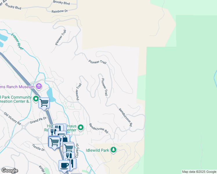 map of restaurants, bars, coffee shops, grocery stores, and more near 977 Pioneer Trail in Winter Park