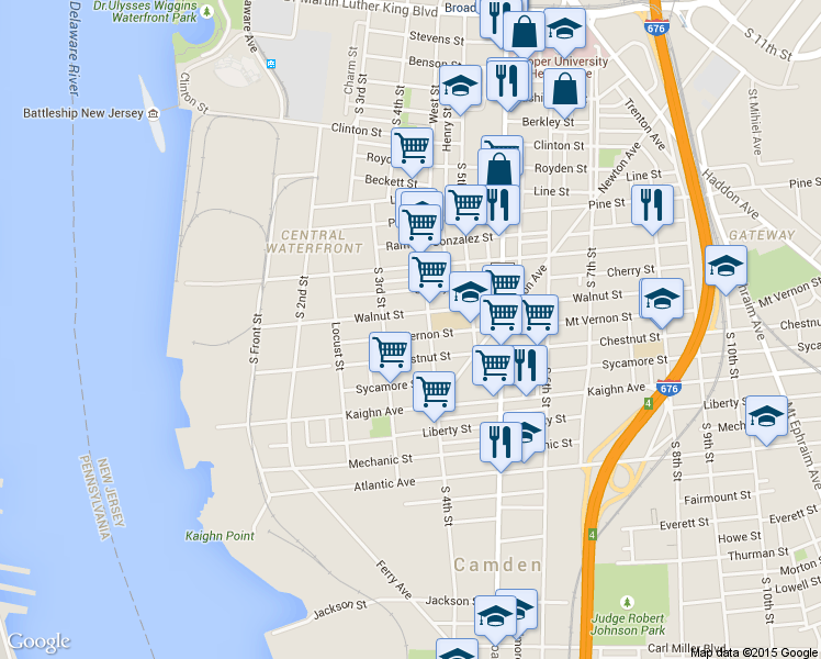 map of restaurants, bars, coffee shops, grocery stores, and more near 333 Mount Vernon Street in Camden