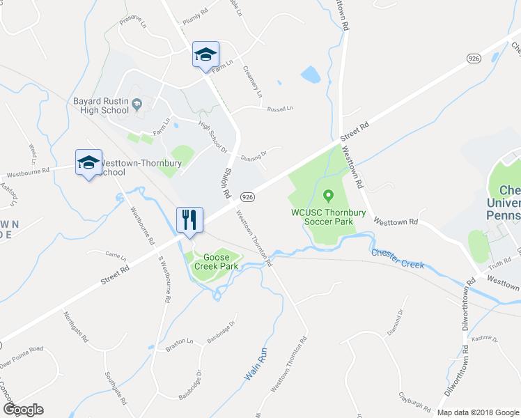 map of restaurants, bars, coffee shops, grocery stores, and more near 920 E Street Rd in West Chester