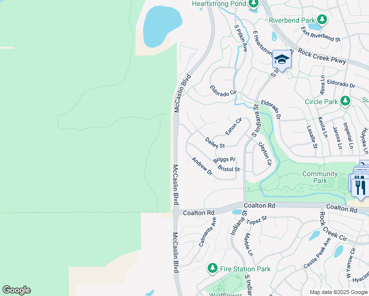 map of restaurants, bars, coffee shops, grocery stores, and more near 2235 Andrew Drive in Louisville