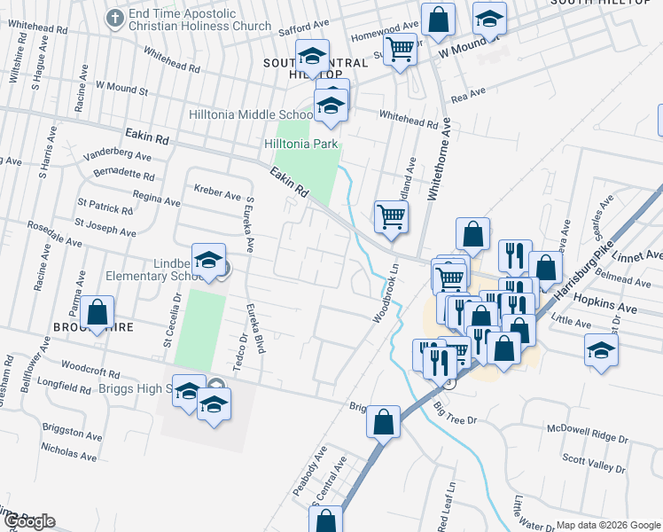 map of restaurants, bars, coffee shops, grocery stores, and more near 1079 Hardesty Place East in Columbus