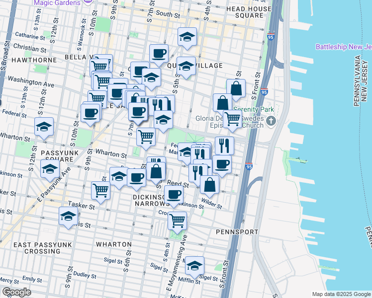 map of restaurants, bars, coffee shops, grocery stores, and more near 409 Manton Street in Philadelphia