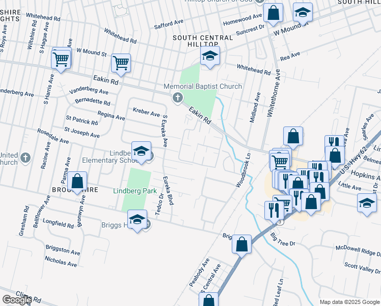 map of restaurants, bars, coffee shops, grocery stores, and more near 2444 Hardesty Drive South in Columbus