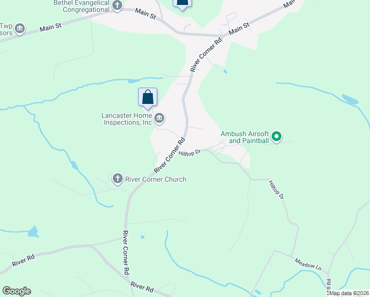 map of restaurants, bars, coffee shops, grocery stores, and more near 5 Hilltop Drive in Conestoga