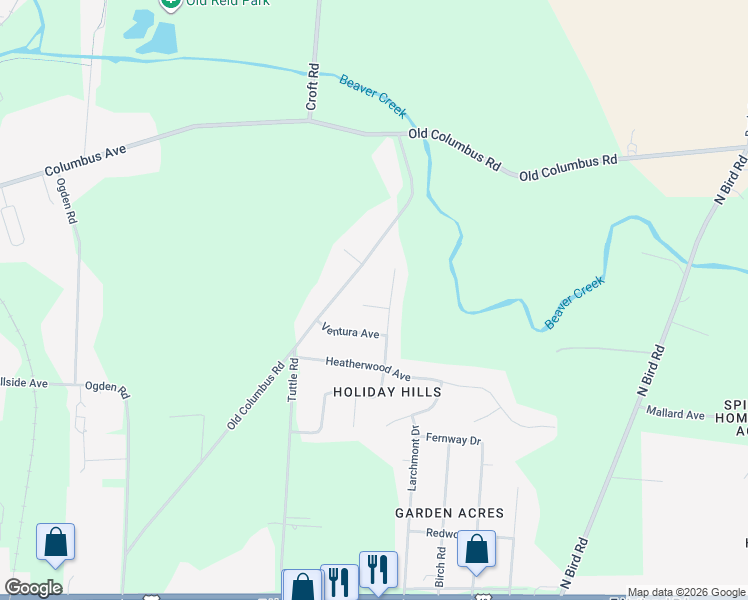 map of restaurants, bars, coffee shops, grocery stores, and more near 3428 Bicentennial Avenue in Springfield