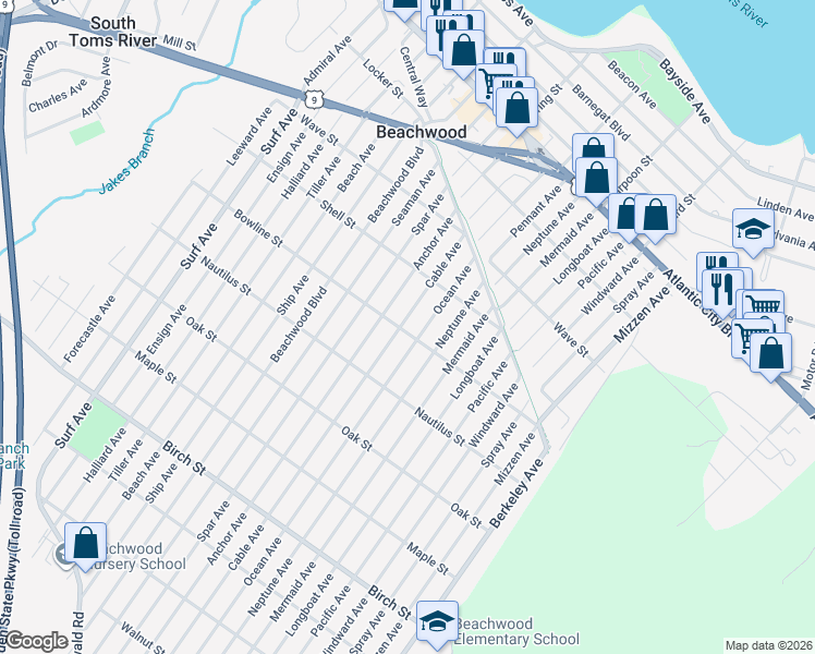 map of restaurants, bars, coffee shops, grocery stores, and more near 455 Cable Avenue in Beachwood