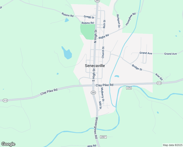 map of restaurants, bars, coffee shops, grocery stores, and more near 153 South High Street in Senecaville