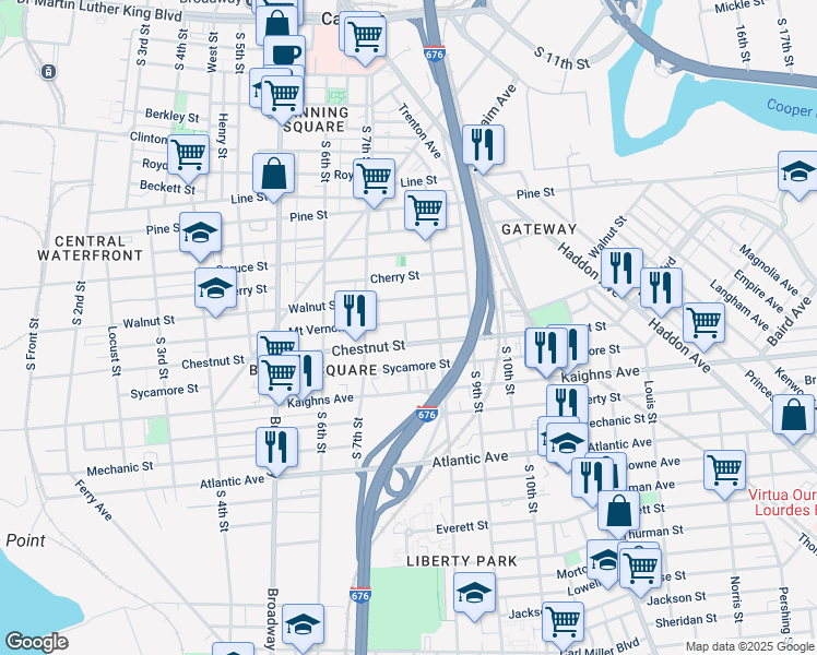 map of restaurants, bars, coffee shops, grocery stores, and more near 761 Chestnut Street in Camden