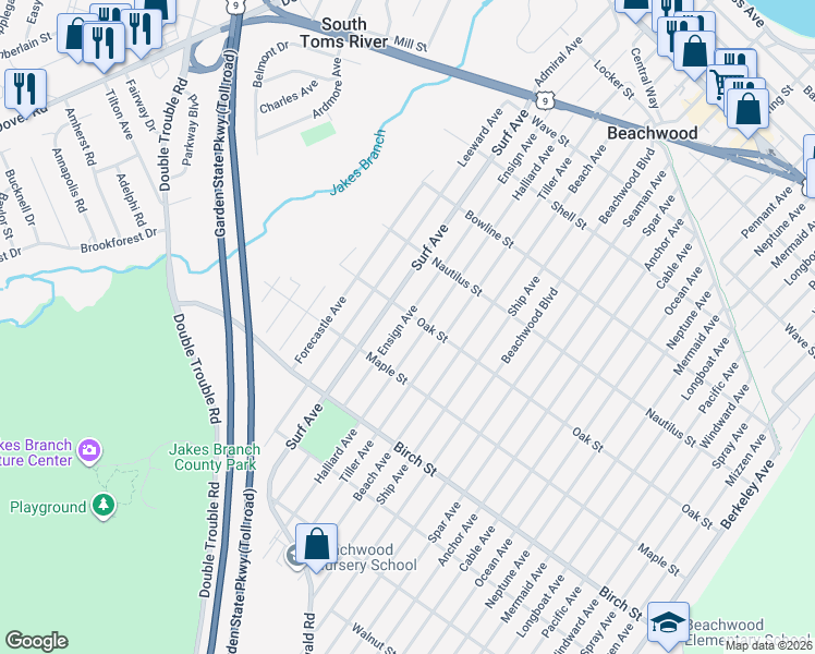 map of restaurants, bars, coffee shops, grocery stores, and more near 708 Halliard Avenue in Beachwood